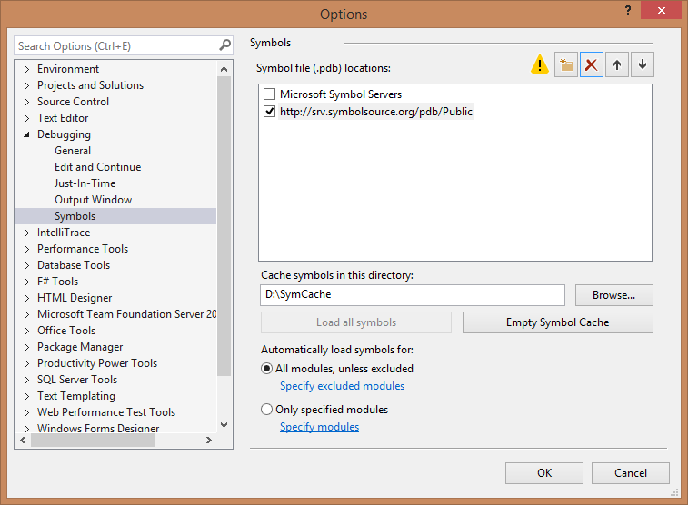 Options Symbol File Location Example