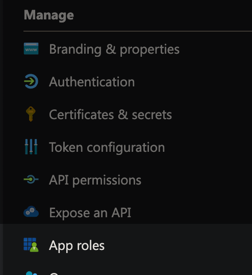 select manage > app roles