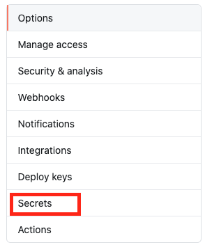 Choose to add a secret